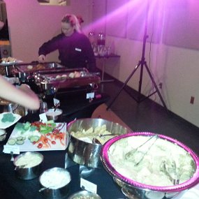2015-06-20 16.57.05 VIP air conditioned lounge, food and cash bar - food was far better than I expected