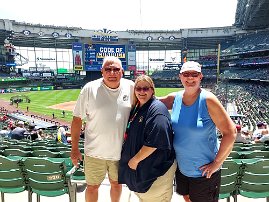 Brewers game David, Amanda and Janice near our seats at the Brewer game