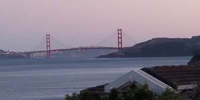 20230618_205042 View of the Golden Gate bridge at sunset from Tiburon. The home shown in the foreground is estimated at $5M on Zillow