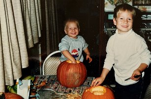 20230511_162659 Carving pumpkins in first home - 1990